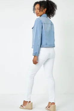 Roman Light Blue Petite Bleached Denim Jacket