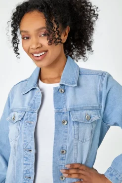 Roman Light Blue Petite Bleached Denim Jacket