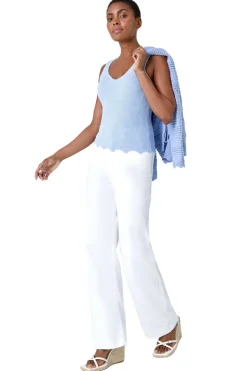 Roman Light Blue Scalloped Edge V-Neck Knit Vest