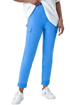 Roman Light Blue Turn Up Stretch Cargo Trousers