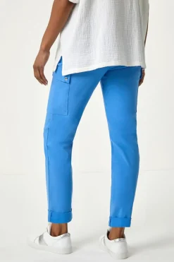 Roman Light Blue Turn Up Stretch Cargo Trousers