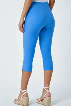 Roman Light Denim Blue Cropped Stretch Trouser Capri Summer Leggings 3/4 Pedal Pushers