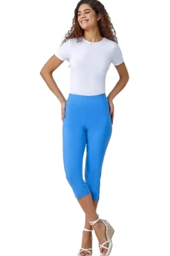 Roman Light Denim Blue Cropped Stretch Trouser Capri Summer Leggings 3/4 Pedal Pushers