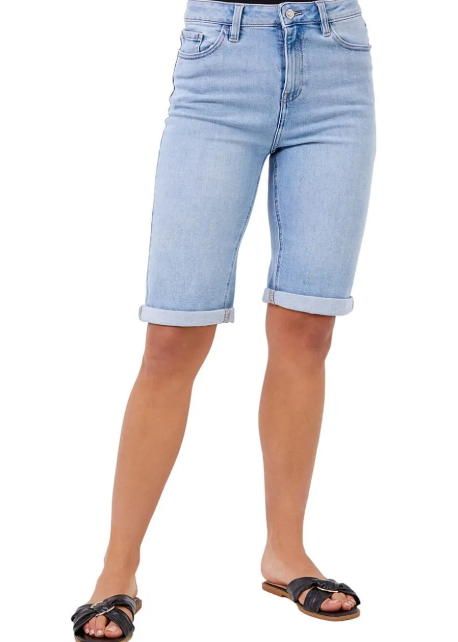 Roman Light Denim Essential Stretch Knee Length Shorts