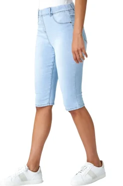 Roman Light Denim Stretch Knee Length Pedal Pusher