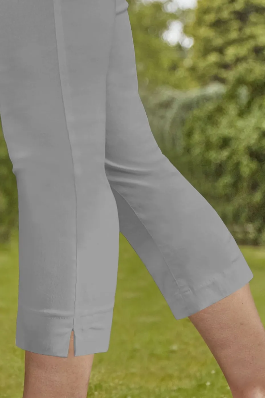 Roman Light Grey Cropped Stretch Trouser Capri Summer Leggings 3/4 Pedal Pushers