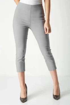 Roman Light Grey Cropped Stretch Trouser Capri Summer Leggings 3/4 Pedal Pushers