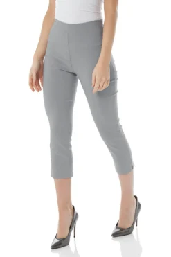 Roman Light Grey Cropped Stretch Trouser Capri Summer Leggings 3/4 Pedal Pushers