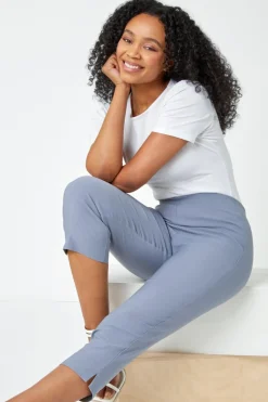 Roman Light Grey Petite Cropped Stretch Trouser