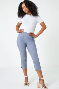Roman Light Grey Petite Cropped Stretch Trouser