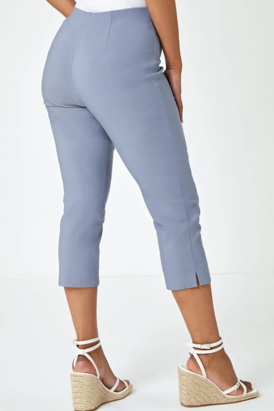 Roman Light Grey Petite Cropped Stretch Trouser
