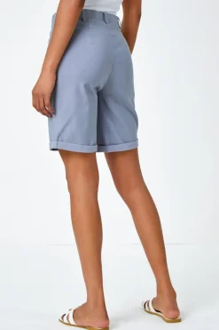 Roman Light Grey Turn Up Stretch Shorts