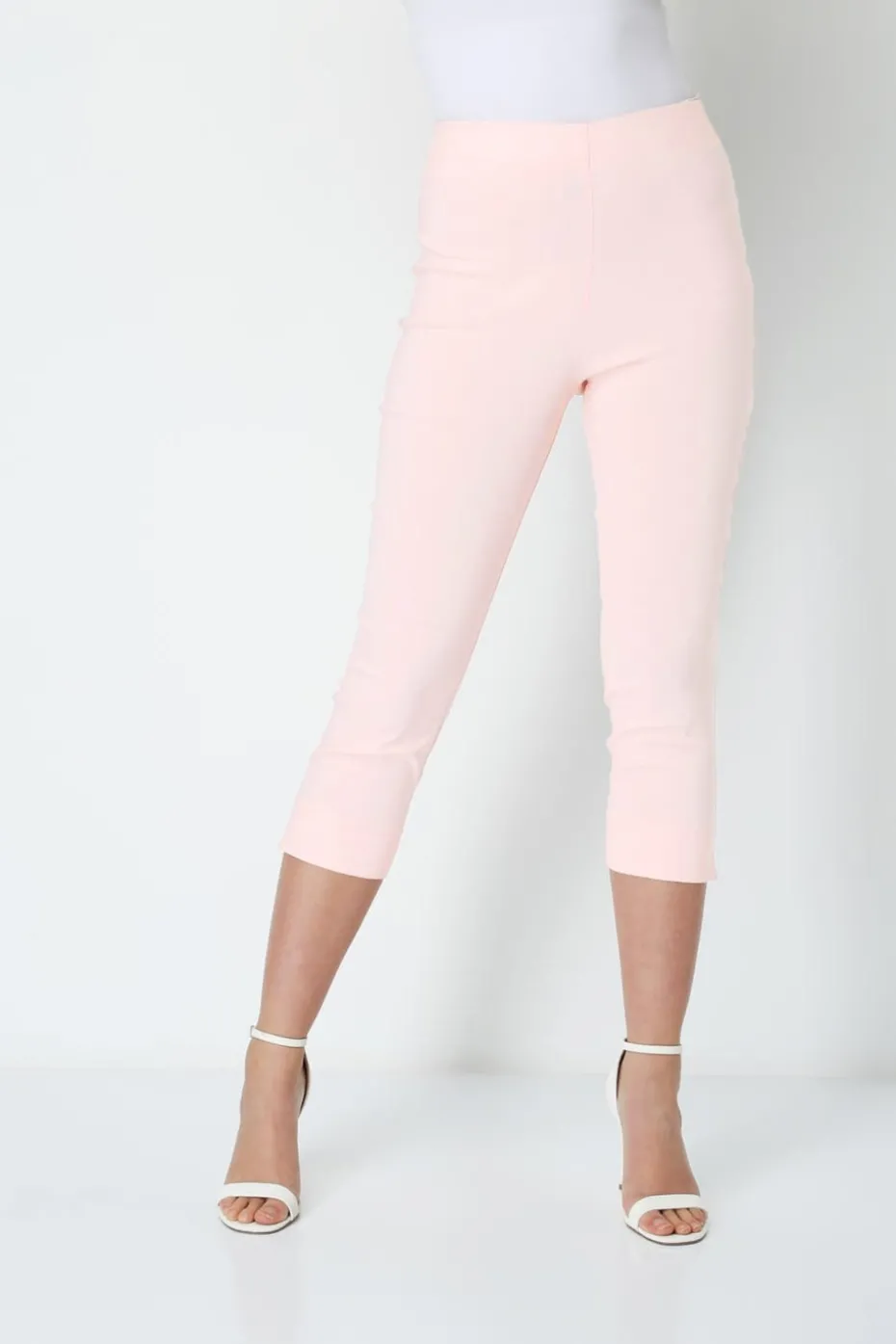 Roman Light Pink Cropped Stretch Trouser Capri Summer Leggings 3/4 Pedal Pushers