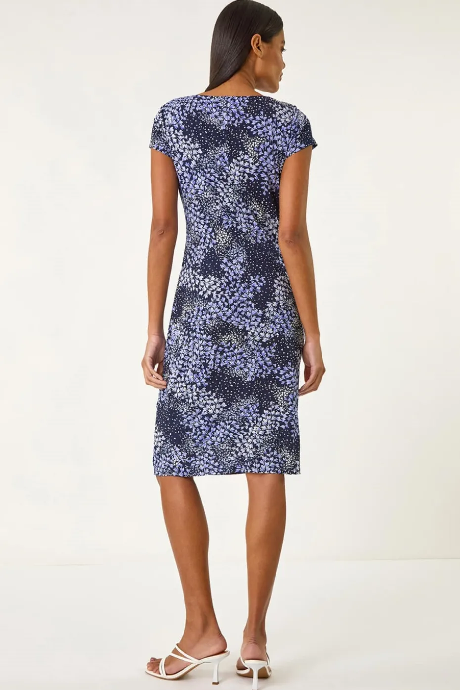 Roman Lilac Floral Stretch Gathered Shift Dress