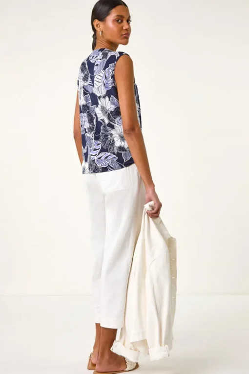 Roman Lilac Textured Floral Tie Blouse