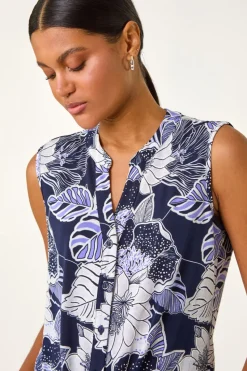 Roman Lilac Textured Floral Tie Blouse