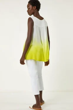 Roman Lime Cotton Lace Detail Ombre Vest Top