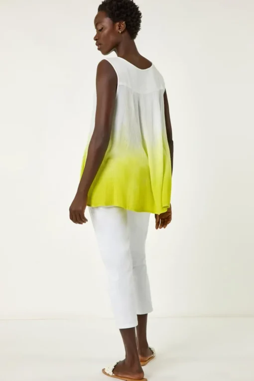 Roman Lime Cotton Lace Detail Ombre Vest Top