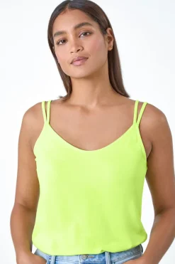 Roman Lime Double Strap V Neck Stretch Vest Top