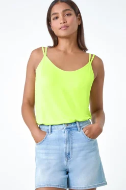 Roman Lime Double Strap V Neck Stretch Vest Top