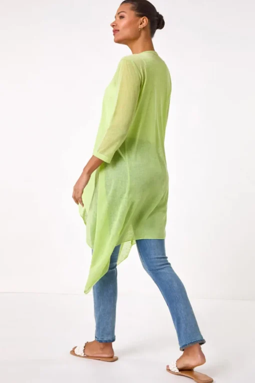 Roman Lime Longline Waterfall Cardigan
