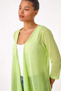 Roman Lime Longline Waterfall Cardigan
