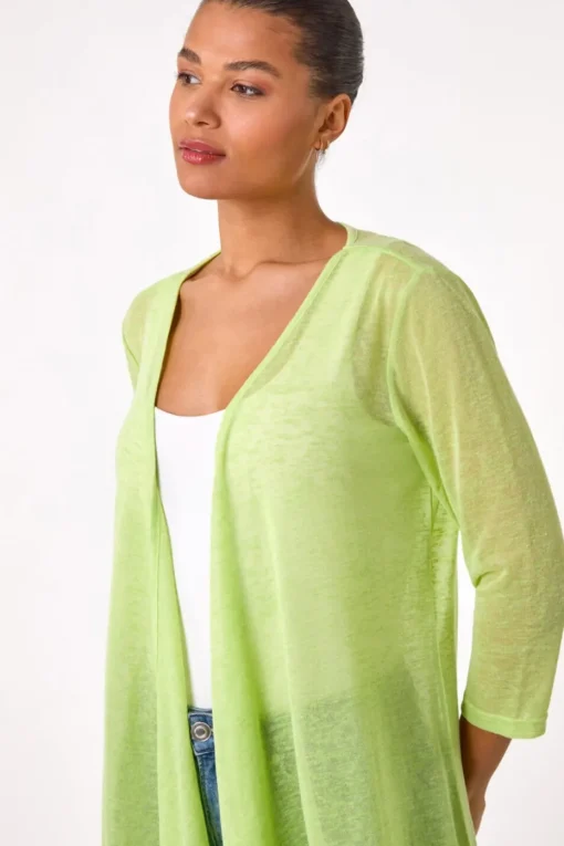 Roman Lime Longline Waterfall Cardigan