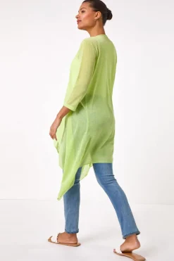Roman Lime Longline Waterfall Cardigan
