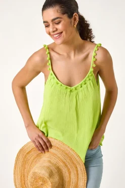 Roman Lime Pom Pom Cami Top