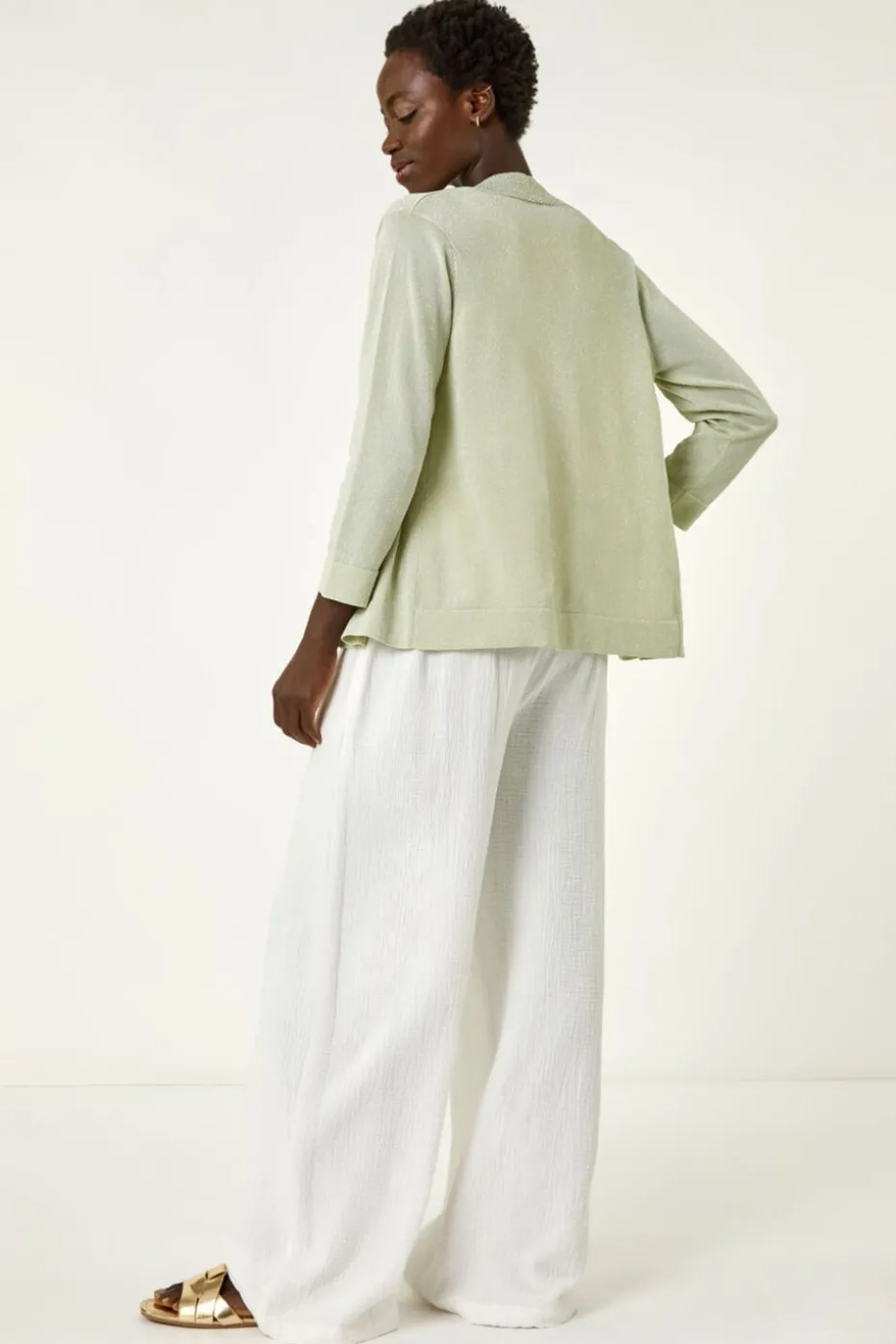 Roman Lime Shimmer Detail Shrug Cardigan