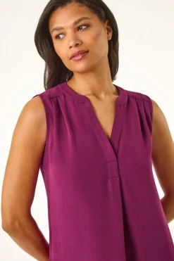 Roman Magenta Textured V Neck Pleat Front Vest