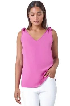 Roman Magenta Tie Detail Strap Cami Top