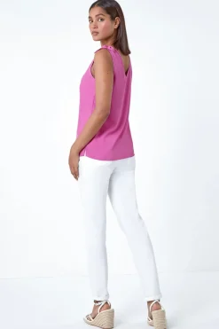 Roman Magenta Tie Detail Strap Cami Top