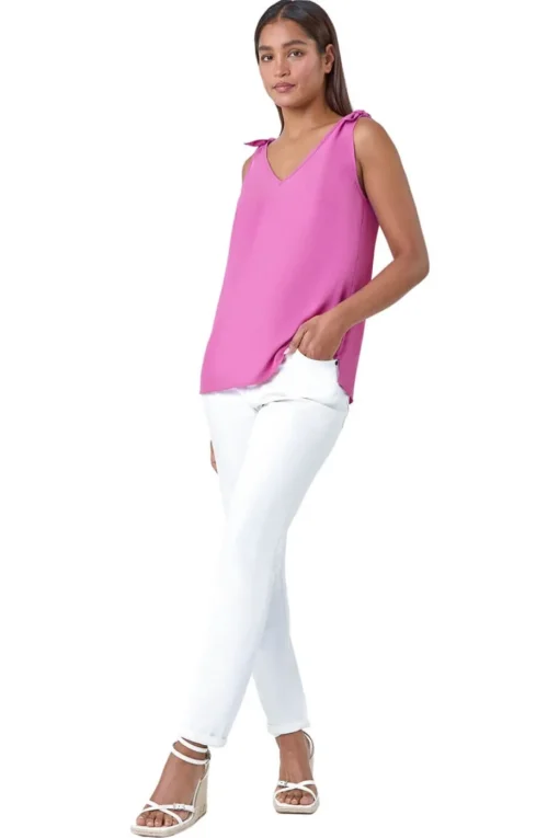 Roman Magenta Tie Detail Strap Cami Top