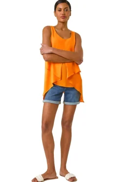 Roman Mango Asymmetric Sleeveless Vest Top