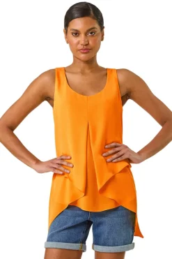 Roman Mango Asymmetric Sleeveless Vest Top