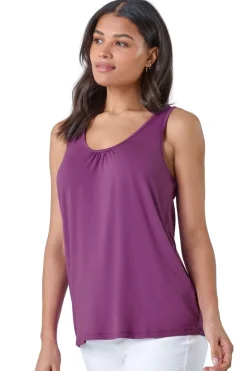 Roman Mauve Plain V-Neck Stretch Jersey Vest Top