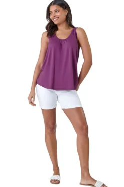 Roman Mauve Plain V-Neck Stretch Jersey Vest Top