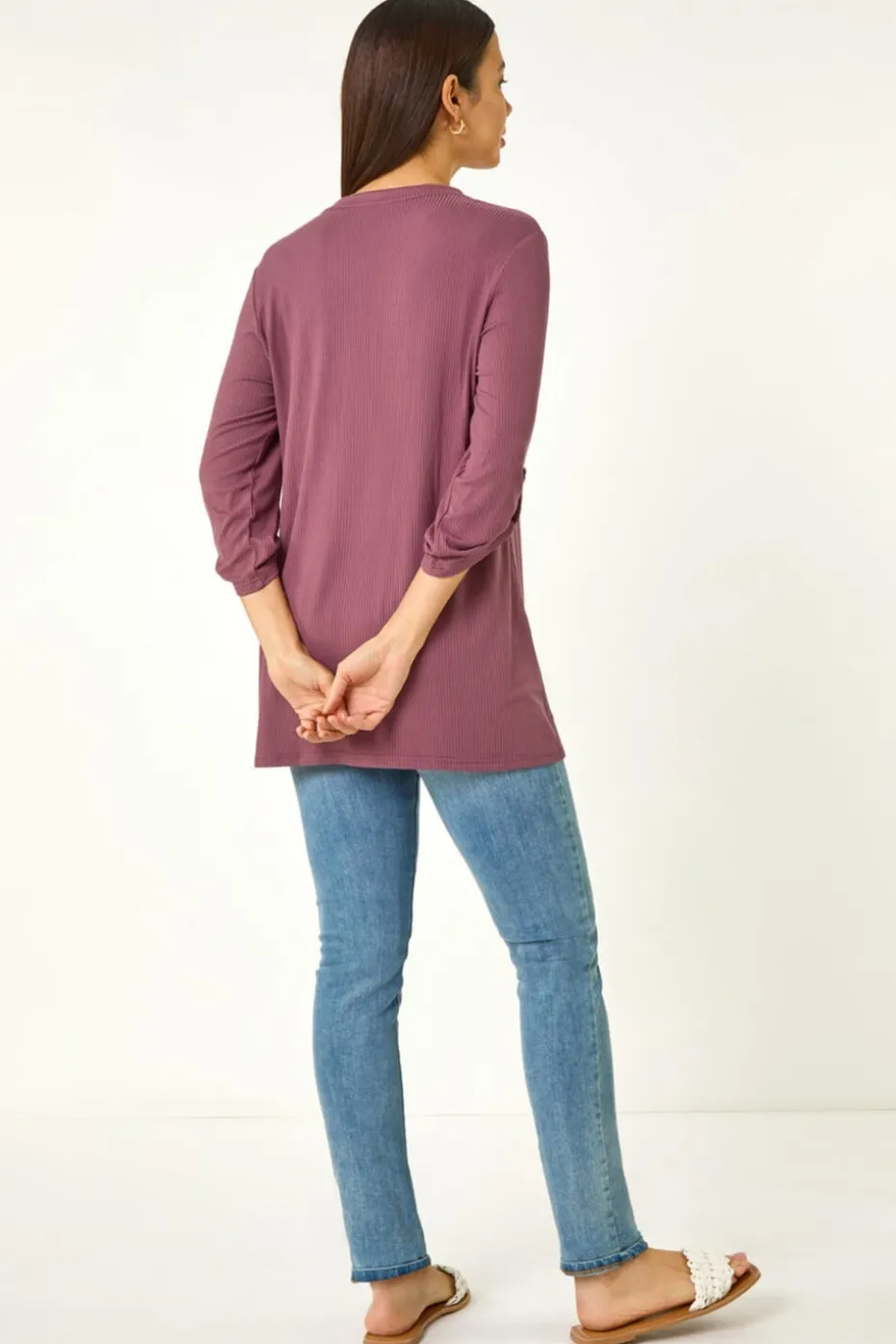 Roman Mauve Ribbed Buttoned Stretch Shirt