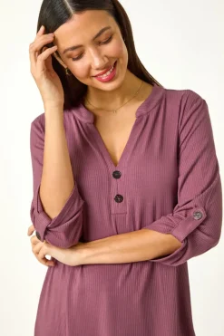Roman Mauve Ribbed Buttoned Stretch Shirt