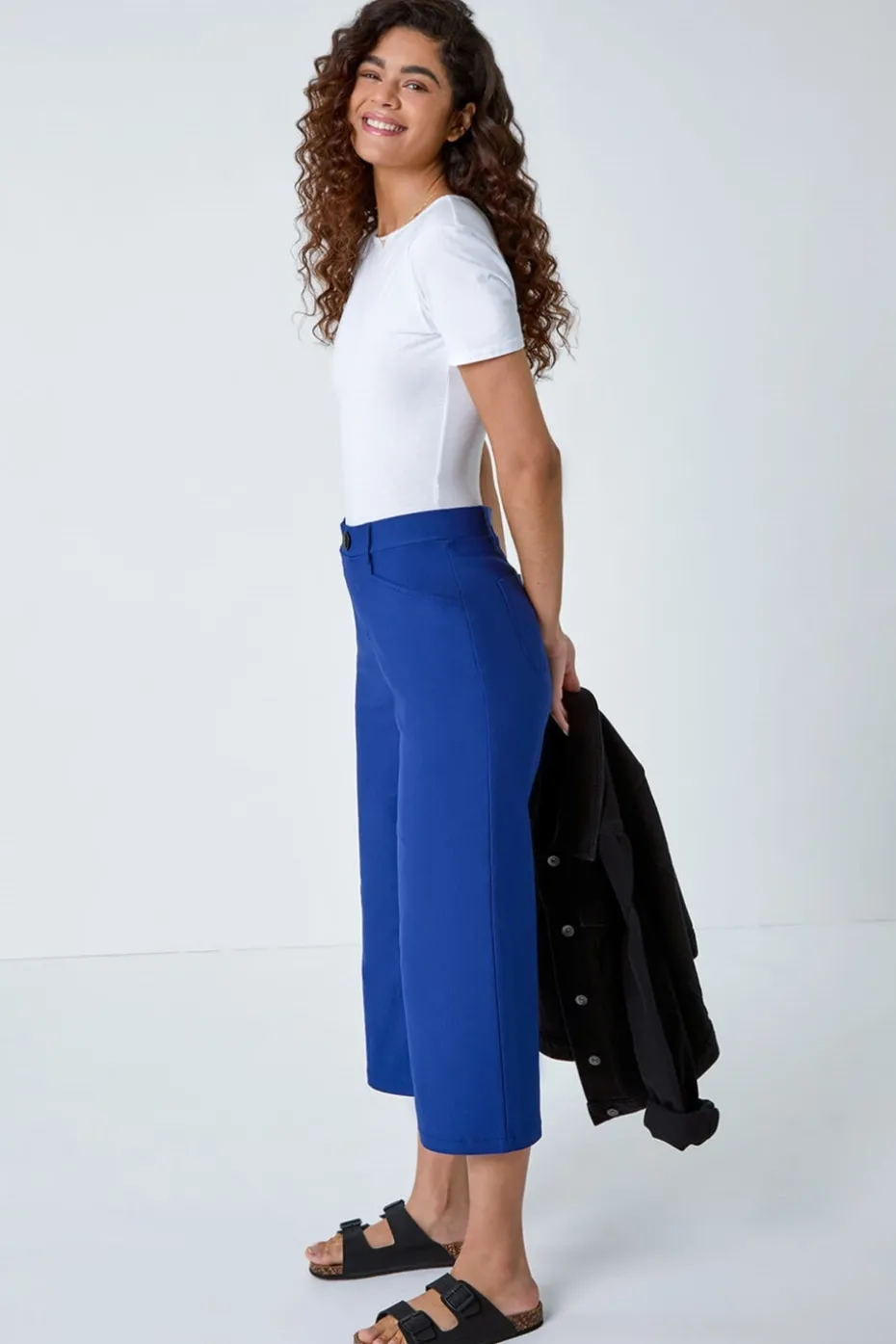 Roman Midnight Blue Cropped Stretch Culotte