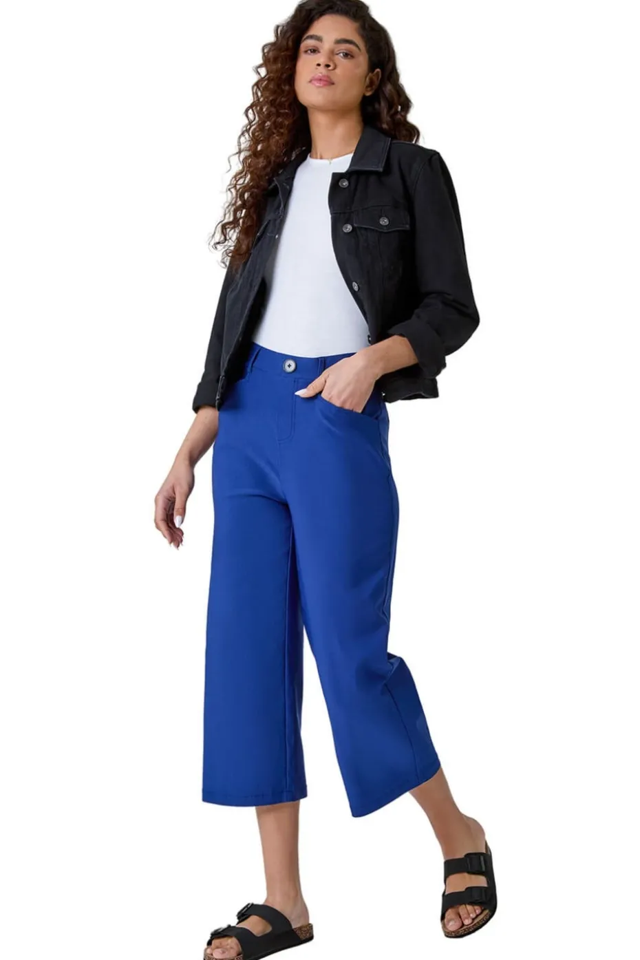 Roman Midnight Blue Cropped Stretch Culotte