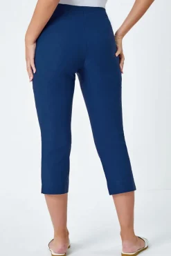 Roman Midnight Blue Petite Cropped Stretch Trousers
