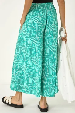 Roman Mint Geometric Print Cullotte Trousers