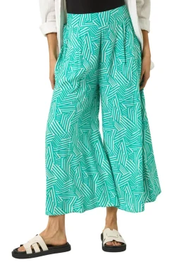 Roman Mint Geometric Print Cullotte Trousers