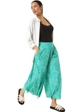 Roman Mint Geometric Print Cullotte Trousers