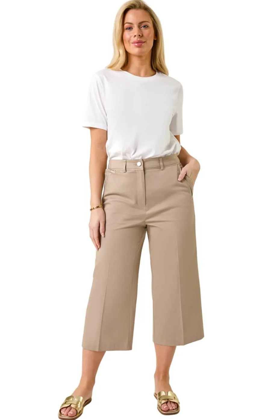 Roman Mocha Petite Cotton Culotte Trousers