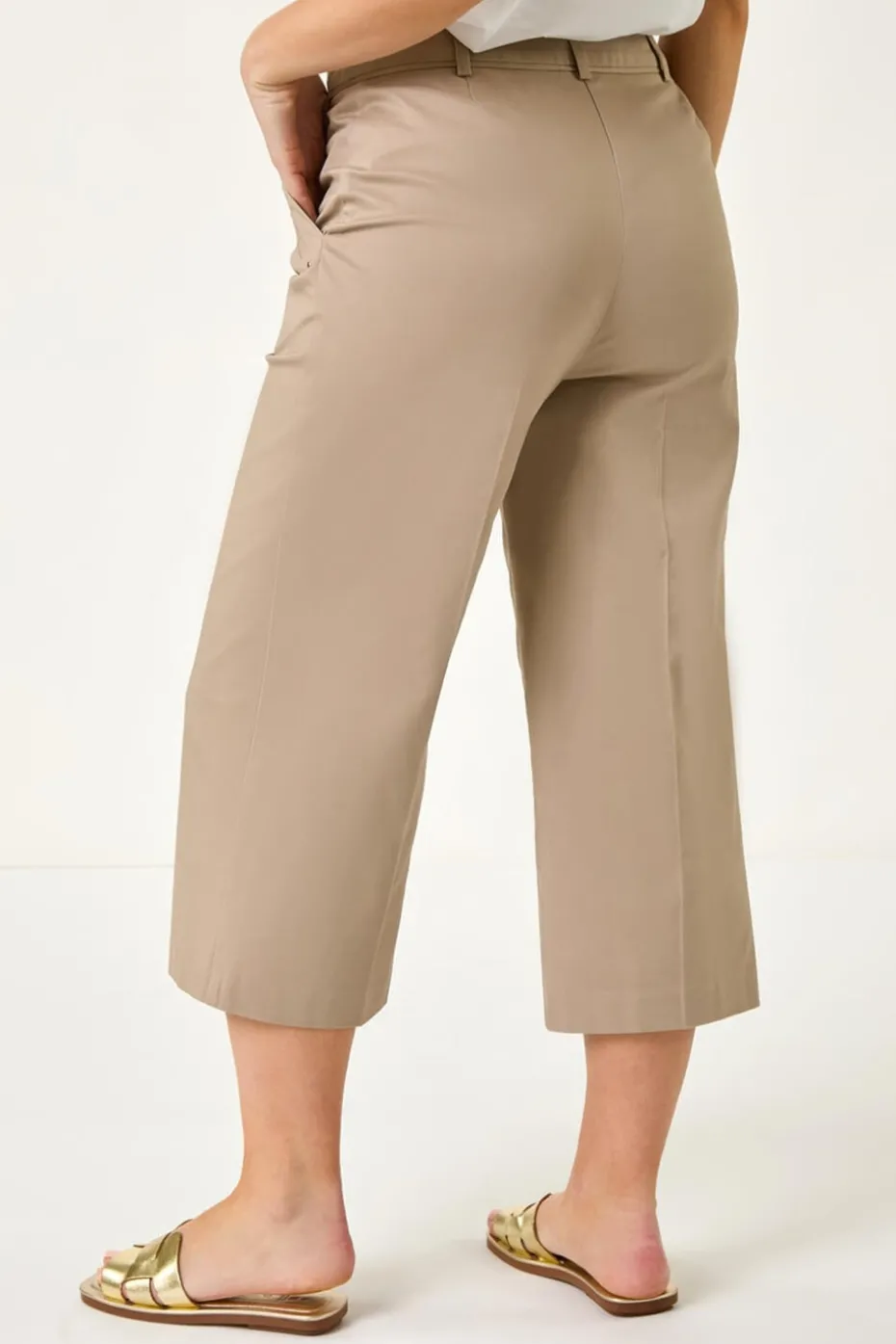 Roman Mocha Petite Cotton Culotte Trousers