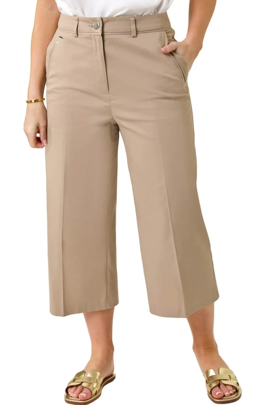 Roman Mocha Petite Cotton Culotte Trousers