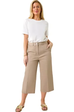 Roman Mocha Petite Cotton Culotte Trousers